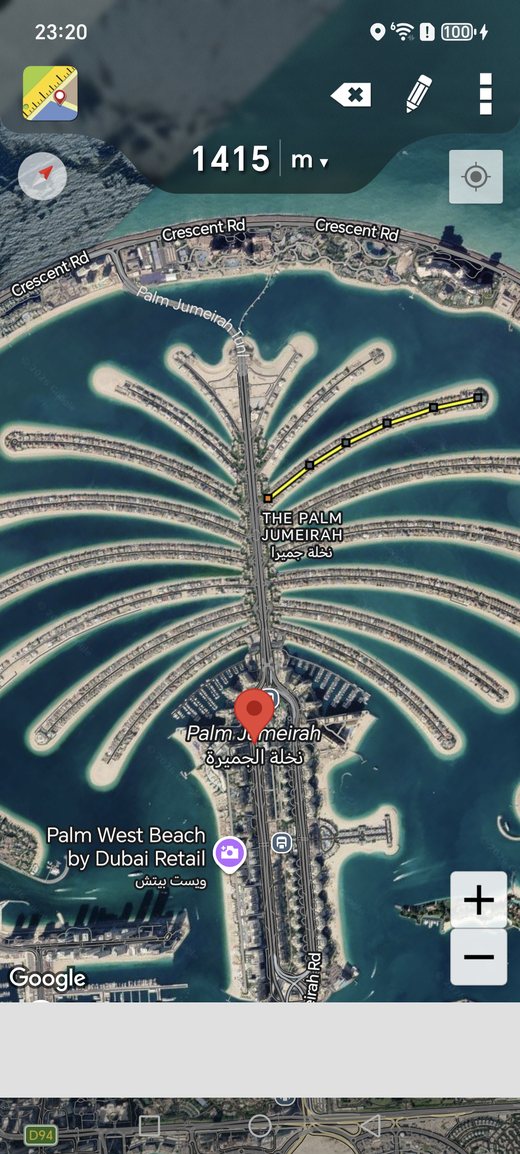Palm Jumeirah distance measurement